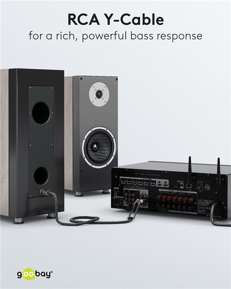 Cablu subwoofer premium flexibil RCA Y 10m RCA tata - 2x RCA tata negru Goobay Plus 65303