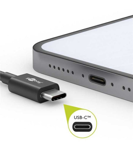 Cablu textil USB TYPE C tata-tata 0.5m 3A mufe metalice argintiu Goobay