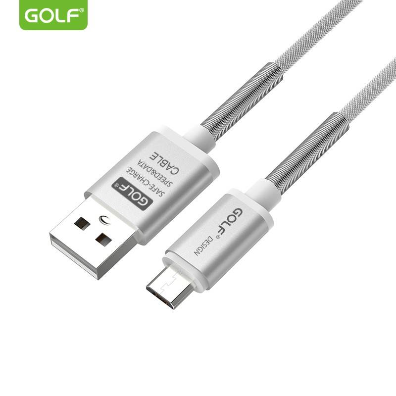 Cablu Thunder Micro USB Golf 40M argintiu 1m 2.4A Fast charging