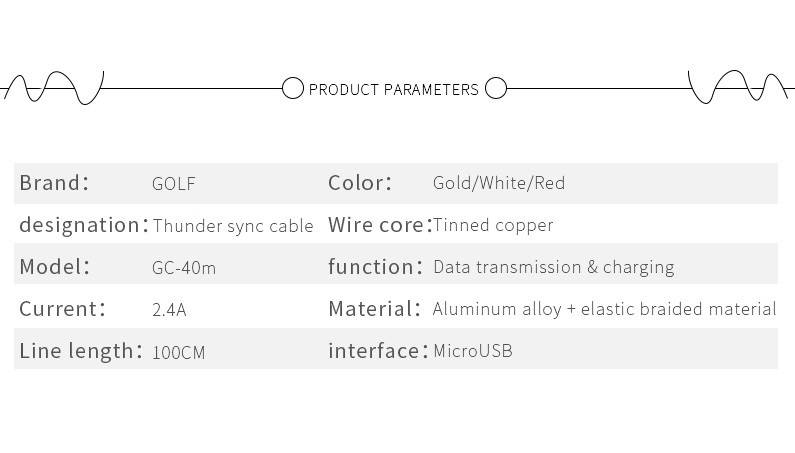 Cablu Thunder Micro USB Golf 40M argintiu 1m 2.4A Fast charging