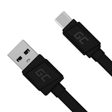 Cablu USB 2.0 A mufa - USB type C mufa 0.25m plat negru Green Cell KABGC03