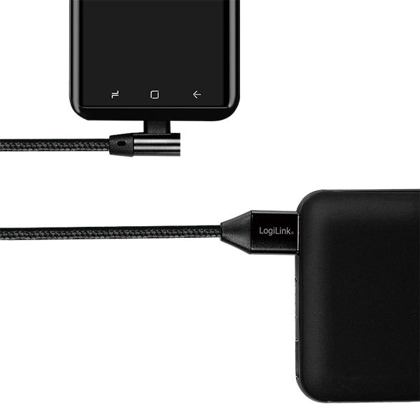 Cablu USB 2.0 A mufa - USB Type C mufa in unghi 1m negru LOGILINK CU0138