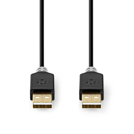 Cablu USB 2.0 A tata - A tata 2m Hi-Speed 480Mbps antracit Nedis