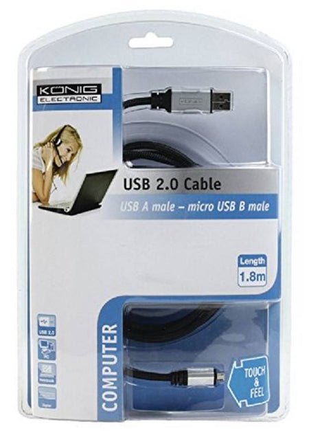 Cablu USB 2.0 A tata - Micro USB B tata 1.8m Konig