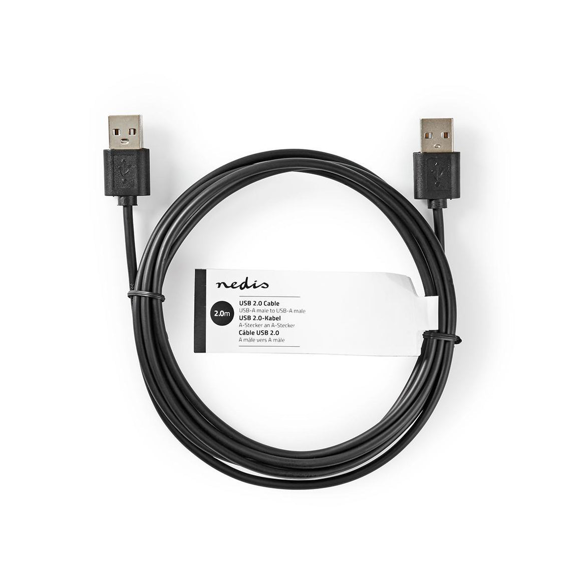 Cablu USB 2.0 Nedis USB A tata - USB A tata 2m negru