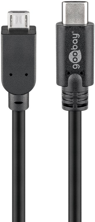 Cablu USB 2.0 type C la Micro USB 2.0 0.6m cupru 0.48Gbit/s negru 67992 Goobay
