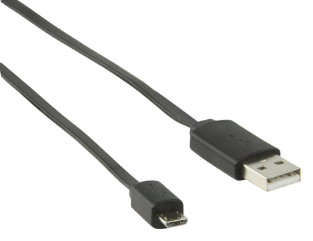 Cablu USB 2.0 USB A tata - micro USB B tata plat 1m negru Valueline