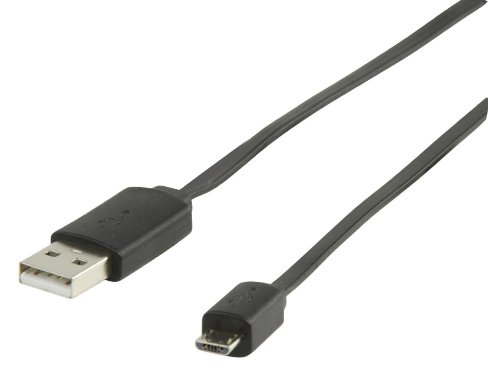 Cablu USB 2.0 USB A tata - micro USB B tata plat 1m negru Valueline