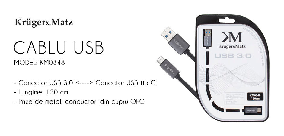 Cablu USB 3.0 cu USB Type C 1m Profesional Kruger&Matz