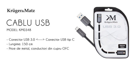 Cablu USB 3.0 cu USB Type C 1m Profesional Kruger&Matz