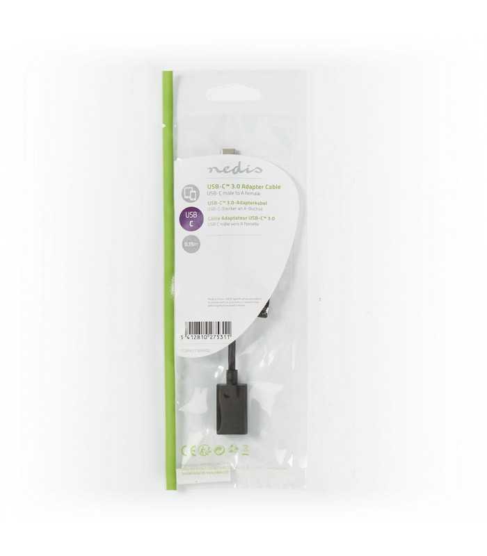 Cablu USB 3.0 mama - USB Type C tata 0.15m negru NEDIS