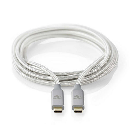 Cablu USB 3.2 Gen2x2 TYPE C tata-tata 20Gbps 1m 100W 5A argintiu Nedis