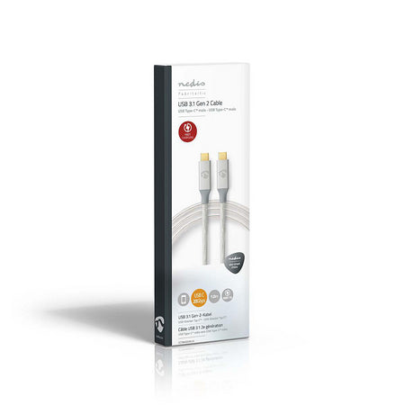 Cablu USB 3.2 Gen2x2 TYPE C tata-tata 20Gbps 1m 100W 5A argintiu Nedis