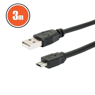 Cablu USB A 2.0 tata - tata B micro USB 3m negru Delight 20327