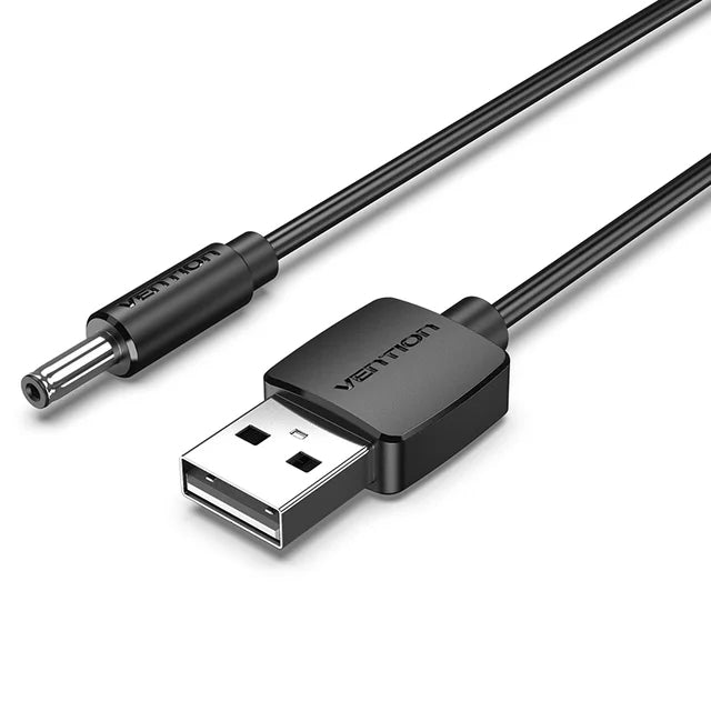 Cablu USB A mufa - DC 3.5x1.35 mm mufa 0.5m cupru negru VENTION CEXBD