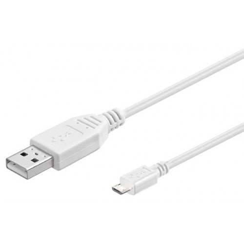 Cablu USB A tata la micro USB tata 1.8m Hi-Speed USB 2.0 alb Goobay