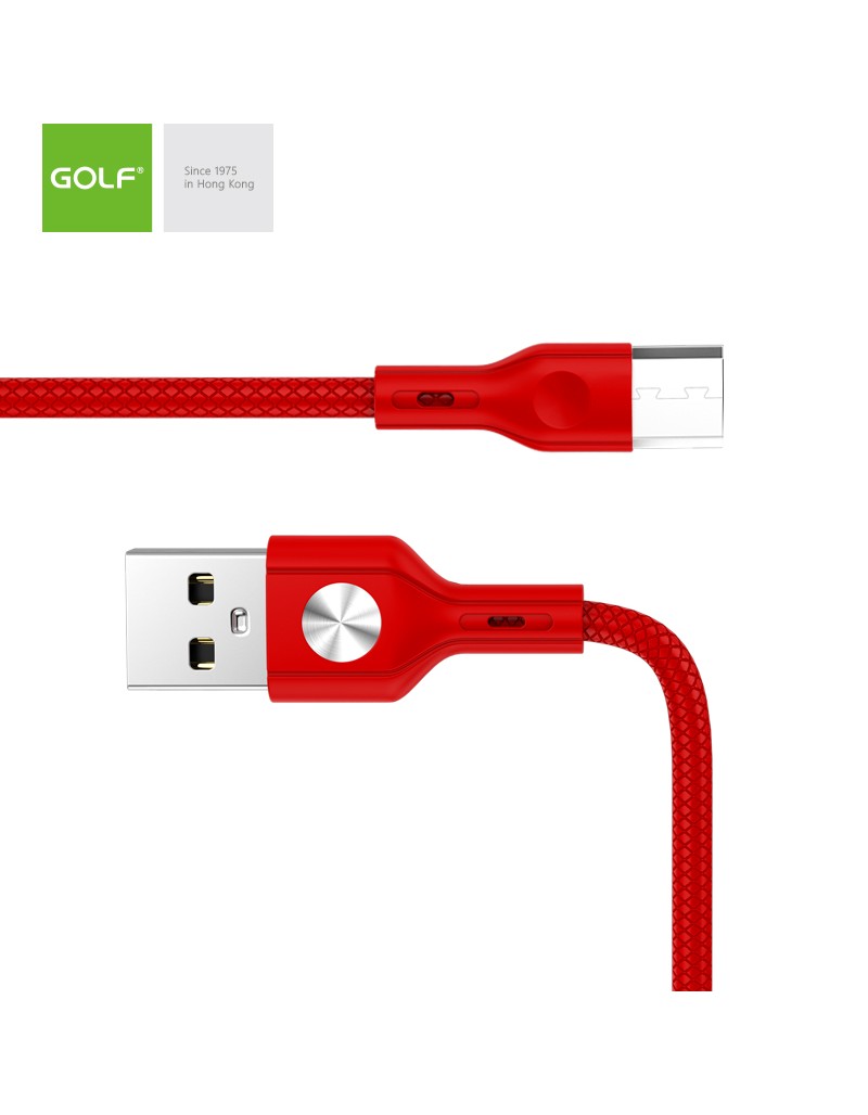 Cablu USB la micro USB Golf CD Leather 3A 1m rosu GC-60m