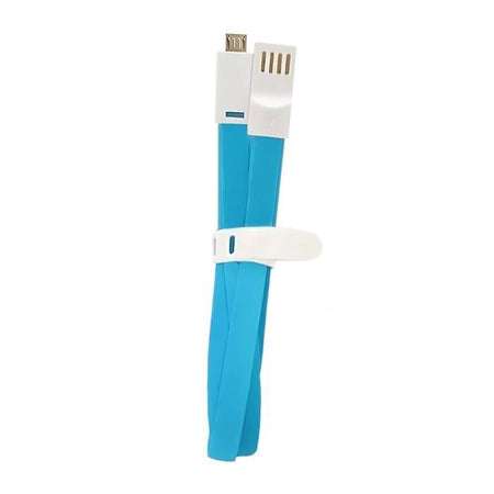 Cablu USB - Micro USB 1m Aurit Cablu Plat Albastru Qoltec