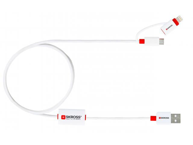 Cablu USB Skross Buzz Line A tata - micro USB A tata 1m alb