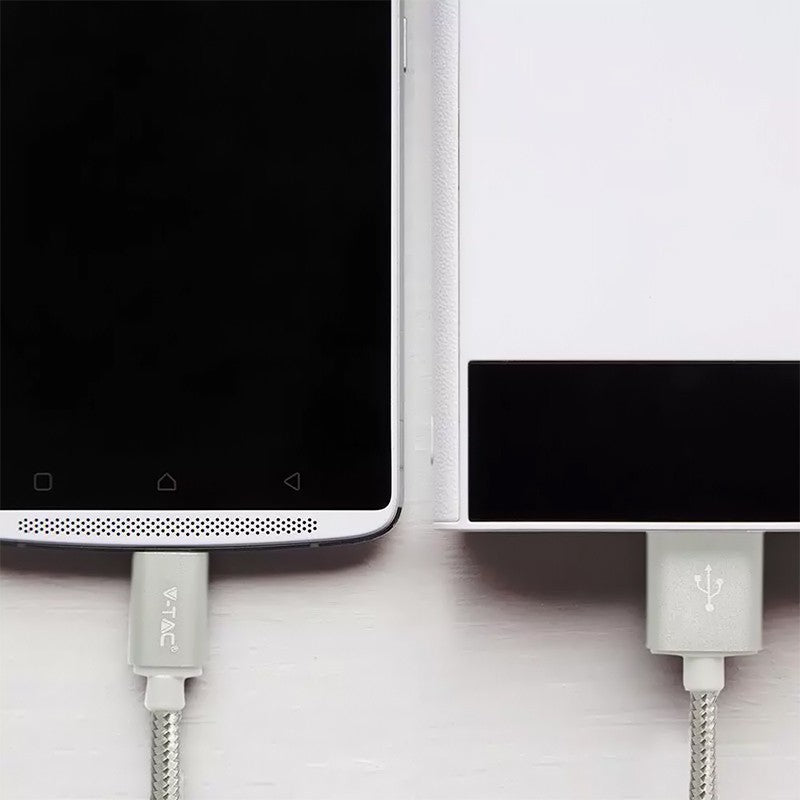 Cablu USB TYPE C 1m argintiu 2.4A PLATINUM EDITION V-Tac SKU-8492