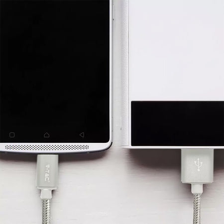 Cablu USB TYPE C 1m argintiu 2.4A PLATINUM EDITION V-Tac SKU-8492
