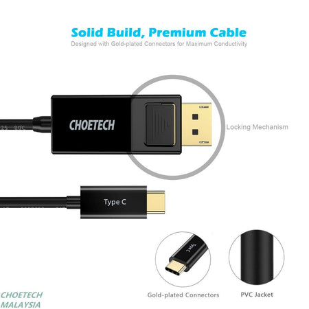 Cablu USB TYPE C - Displayport Choetech XCP-1801 1.8m negru