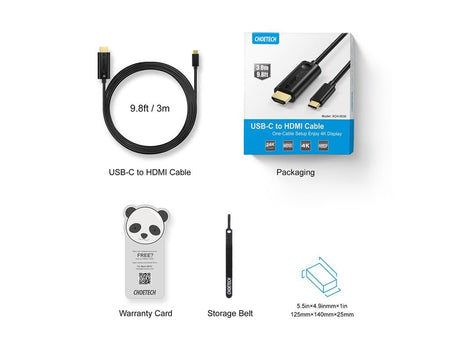 Cablu USB TYPE C - HDMI 3m 4K30Hz Choetech XCH-0030/BK