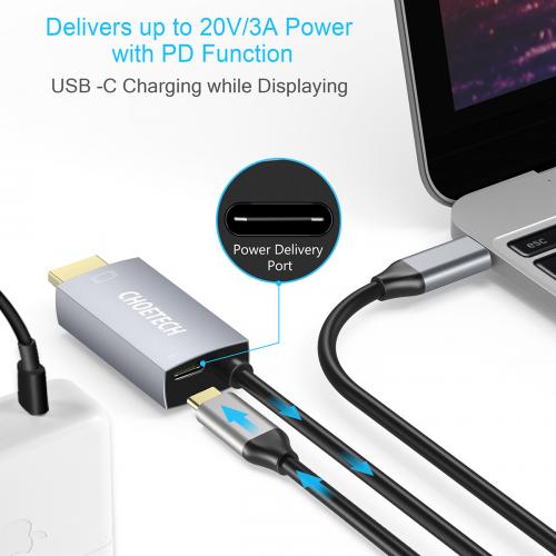 Cablu USB Type C - HDMI Choetech XCH-M180 PD 60W 1.8m negru