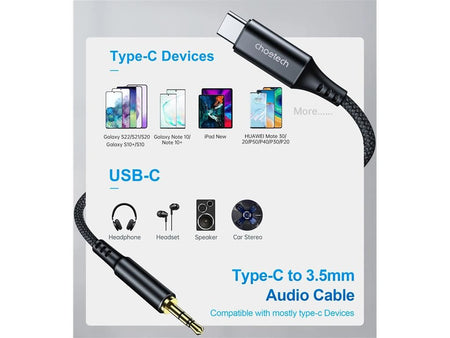 Cablu USB TYPE C - Jack 3.5 mm 1m negru Choetech AUX006