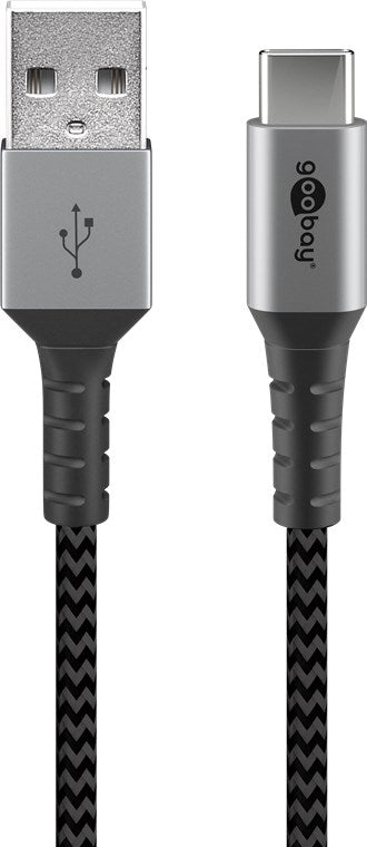 Cablu USB type C la USB-A 2.0 0.5m invelis textil cu conector metal 3A 60W 49295 Goobay