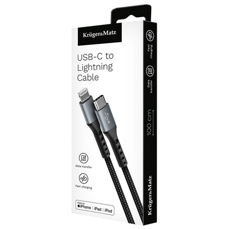 Cablu USB type C - Lightning certificat MFI 1m 3A bumbac OFC Kruger&Matz