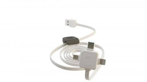 Cablu USB Type C micro USB Lightning 1.5m alb Allocacoc