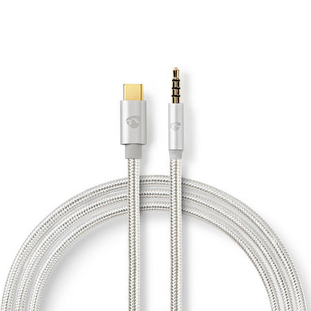 Cablu USB TYPE C tata - Jack 3.5 mm tata 1m aurit argintiu Nedis
