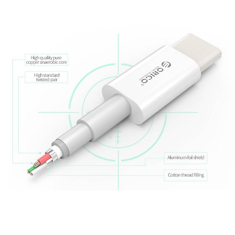 Cablu USB type C tata-tata 1m alb Orico BCU-10
