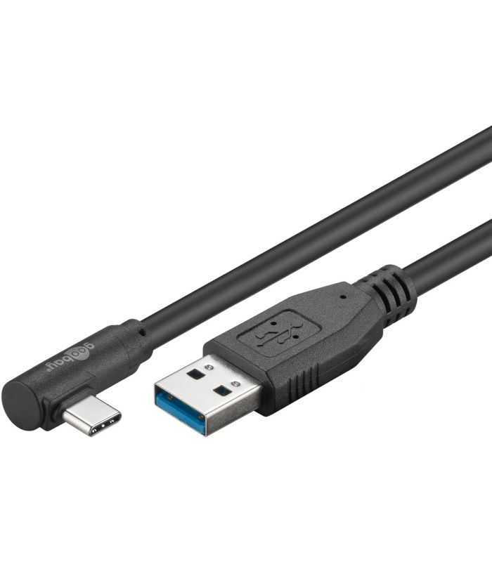 Cablu USB type C unghi 90 grade la USB A 3.0 2m Goobay