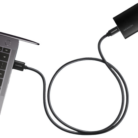Cablu USB type C - USB-A 2m USB 3.2 Gen1 3A impletit negru Axagon BUCM3-AM20AB