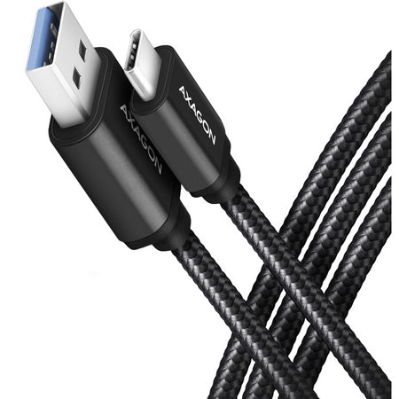 Cablu USB type C - USB-A 2m USB 3.2 Gen1 3A impletit negru Axagon BUCM3-AM20AB