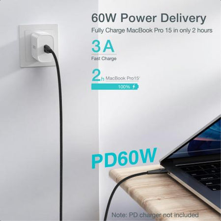Cablu USB Type C - USB Type C Choetech XCC-1003 PD 60W 1.2m negru