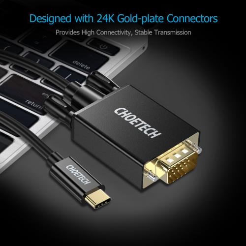 Cablu USB Type C - VGA Choetech XCV-1801 1.8m negru