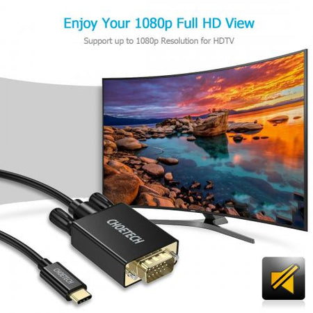 Cablu USB Type C - VGA Choetech XCV-1801 1.8m negru