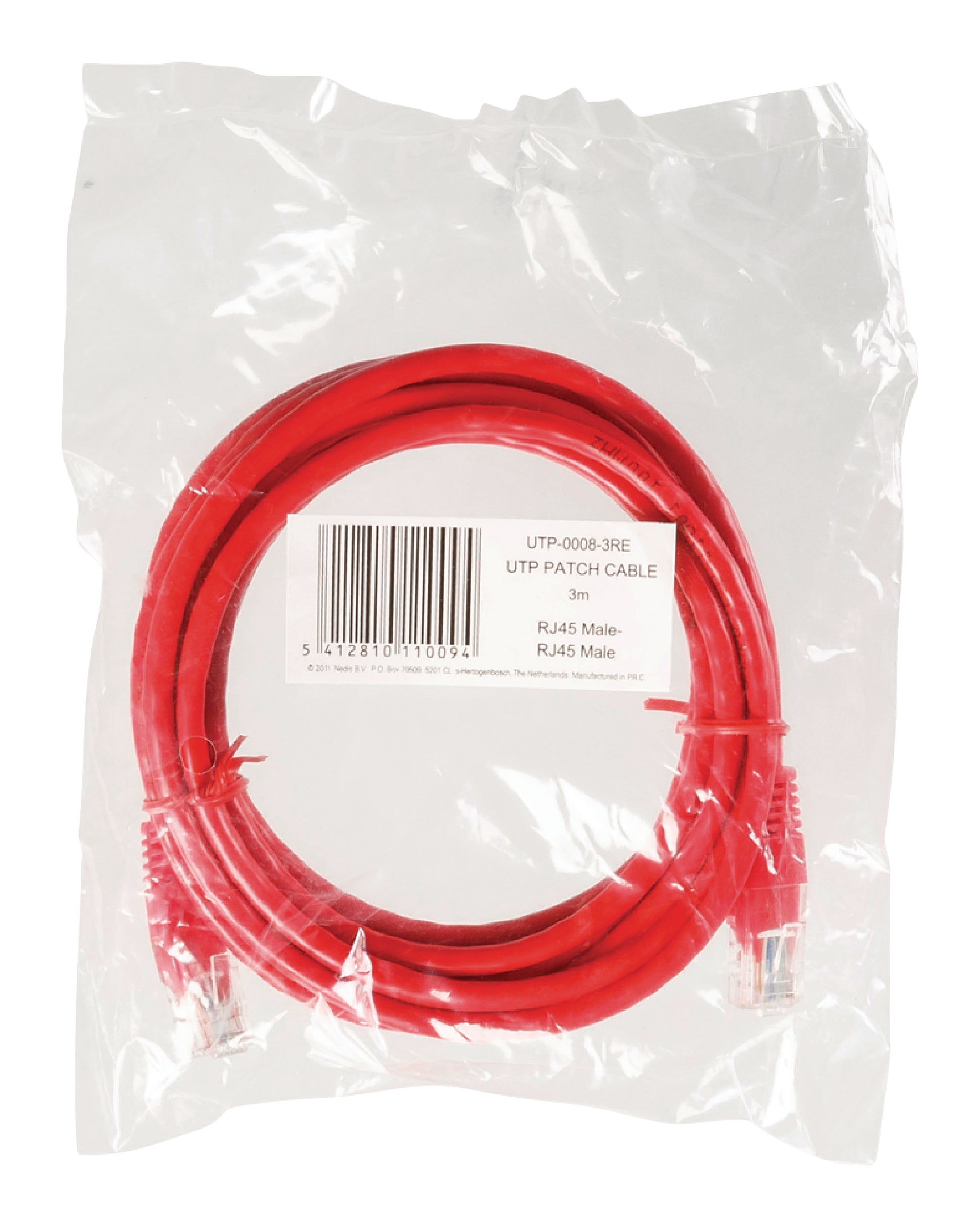 Cablu UTP CAT5e mufat 3m patch cord rosu