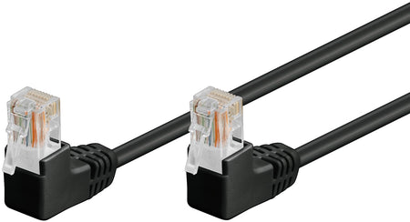 Cablu UTP Cat5e patch cord 0.5m RJ454-RJ45 cu mufe cotite negru Goobay