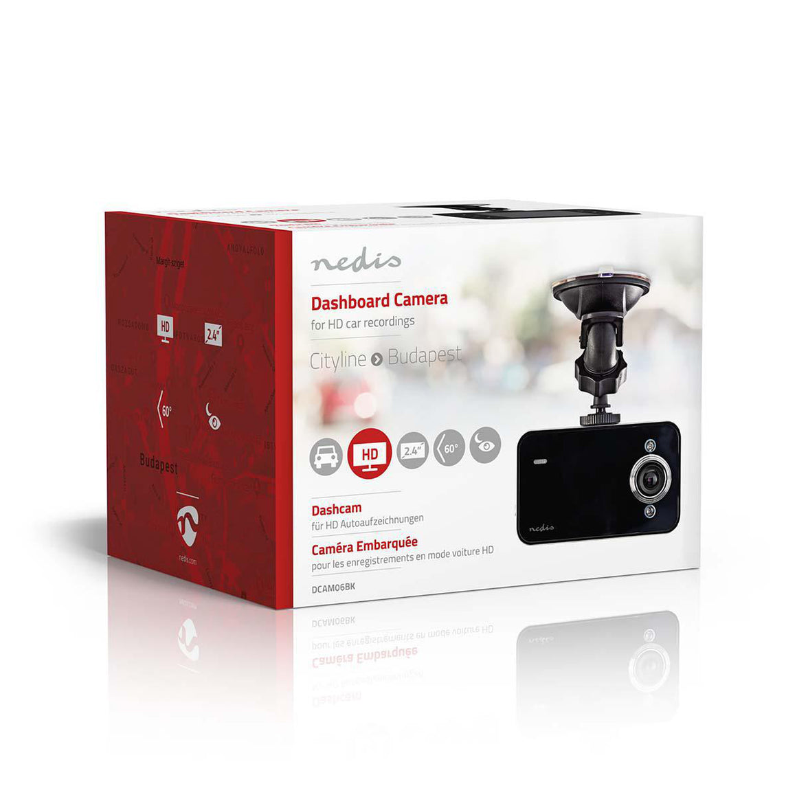 Camera auto DVR HD 720p 2.4" unghi de vizualizare 60 Nedis