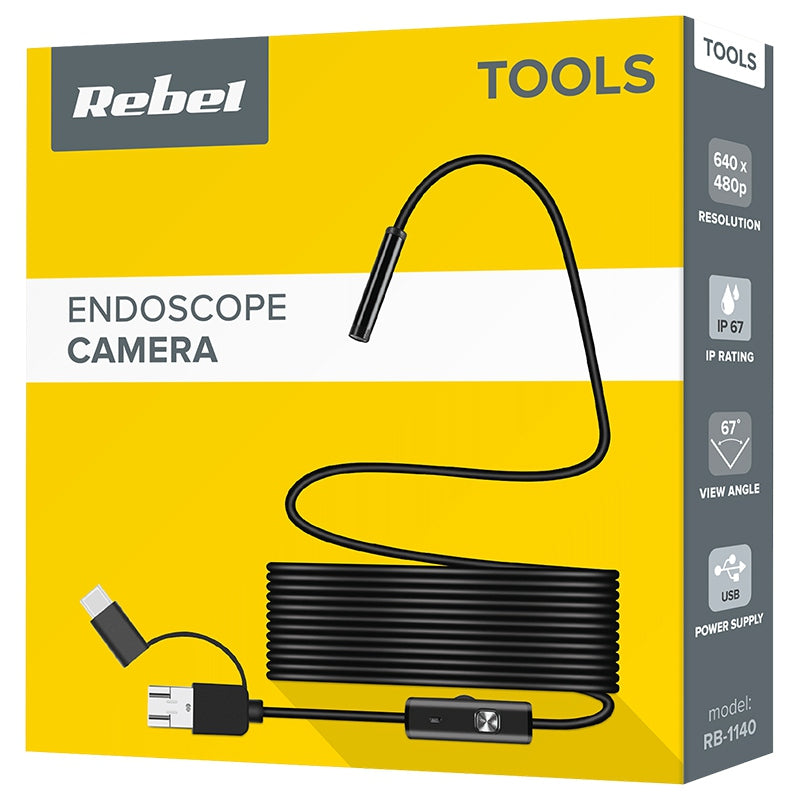 Camera inspectie endoscop USB 640x480p 64 grade compatibil Android sau Windows IP67 REBEL