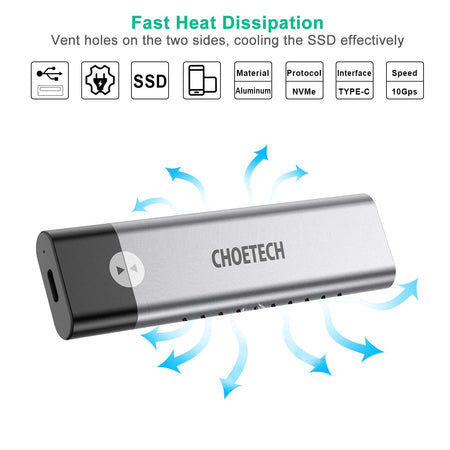 Carcasa SSD M.2 NVMe PCIe USB type C Choetech PC-HDE03