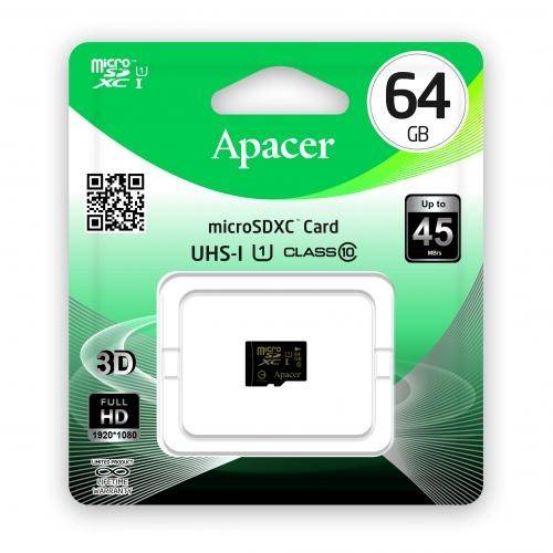 Card microSDXC UHS-I 64GB Clasa 10 cu adaptor SD Apacer