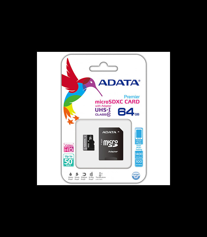 Card microSDXC UHS-I 64GB Clasa 10 video Full HD +adaptor SD ADATA