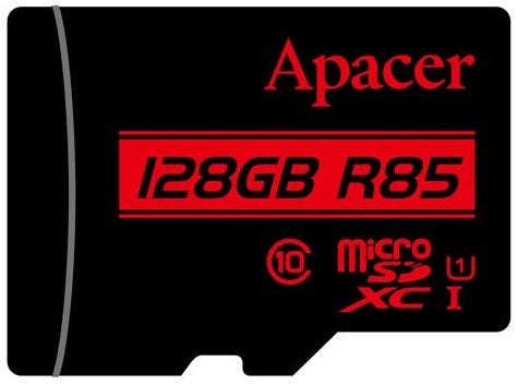 Card microSDXC UHS-I Apacer 128GB R85 clasa10 cu adaptor SD citire 85MB/s