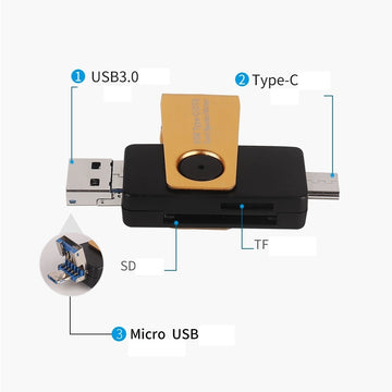 CARDRW OTG 3IN1 USB3.1 USB3.0 UUSB SD+TF MAX.256GB