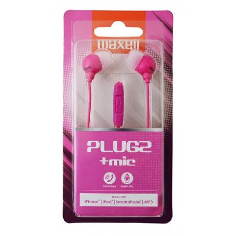 Casca in ureche 3.5 mm roz cu microfon Plugz Maxell